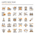 Happy New Year Elements , Thin Line and Pixel Perfect Icons Royalty Free Stock Photo