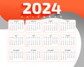 happy new year 2024 english calendar template design