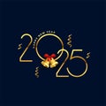 happy new year 2025 event background with bell and confetti Royalty Free Stock Photo