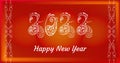 Happy New Year 2022, festive design with numbers made in ethnic mehendi Indian henna style