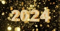 2024 Happy New Year festive with golden numbers 2024