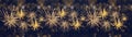 HAPPY NEW YEAR - Festive silvester background panorama greeting card  banner long - Golden firework and bokeh light in the dark Royalty Free Stock Photo