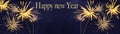 HAPPY NEW YEAR - Festive silvester background panorama greeting card  banner long - Golden fireworks in the dark blue night Royalty Free Stock Photo