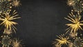 HAPPY NEW YEAR 2023 - Festive silvester New Year`s Eve Party background greeting card - Golden fireworks in the dark black night Royalty Free Stock Photo