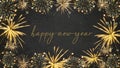 HAPPY NEW YEAR 2023 - Festive silvester New Year`s Eve Party background greeting card - Golden fireworks in the dark black night Royalty Free Stock Photo