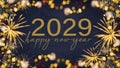 HAPPY NEW YEAR 2029 - Festive silvester New Year\'s Eve Party background greeting card - Golden fireworks Royalty Free Stock Photo
