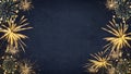 HAPPY NEW YEAR 2023 - Festive silvester New Year`s Eve Party background greeting card - Golden fireworks in the dark blue night