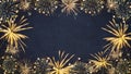 HAPPY NEW YEAR 2023 - Festive silvester New Year`s Eve Party background greeting card - Golden fireworks in the dark blue night Royalty Free Stock Photo