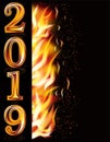 Happy New 2019 Year fire greeting banner