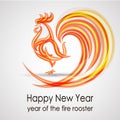 Happy New Year 2017. Fire rooster. Greeting Card design. Vector eps 10 Royalty Free Stock Photo