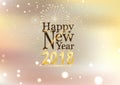 Happy new year and fire work soft gold background