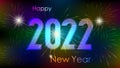 Happy new year 2022 with firework background. Firework display colorful for holidays.