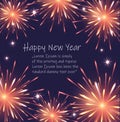 Happy New Year, firework background, greeting card