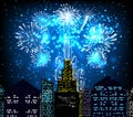 Happy new year 2016 with firework city at night