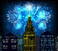 Happy new year with firework city at night