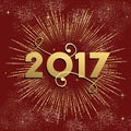 Happy New Year 2017 firework design in gold Royalty Free Stock Photo