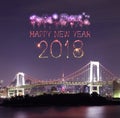 2018 Happy new year firework Sparkle with Rainbow bridge, Tokyo Royalty Free Stock Photo