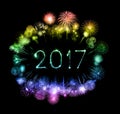 2017 Happy New Year firework sparklers Royalty Free Stock Photo