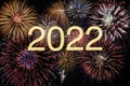 Happy new year 2022 with fireworks Royalty Free Stock Photo