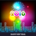 Happy New Year 2016 with fireworks background Royalty Free Stock Photo