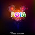 Happy New Year 2016 with fireworks background Royalty Free Stock Photo