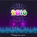 Happy New Year 2016 with fireworks background Royalty Free Stock Photo