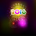 Happy New Year 2016 with fireworks background Royalty Free Stock Photo