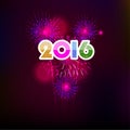 Happy New Year 2016 with fireworks background Royalty Free Stock Photo