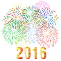 Happy New Year 2016 with fireworks background Royalty Free Stock Photo