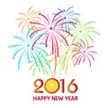 Happy New Year 2016 with fireworks background Royalty Free Stock Photo