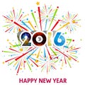 Happy New Year 2016 with fireworks background Royalty Free Stock Photo