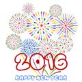 Happy New Year 2016 with fireworks background Royalty Free Stock Photo