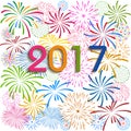 Happy New Year 2017 with fireworks background Royalty Free Stock Photo