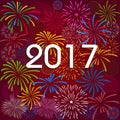 Happy New Year 2017 with fireworks background Royalty Free Stock Photo