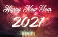 Happy new year 2021 with fireworks background