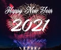 Happy new year 2021 with fireworks background