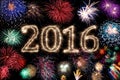 Happy new year 2016 fireworks background Royalty Free Stock Photo