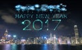 2017 Happy New Year Fireworks celebrating over Hong Kong city Royalty Free Stock Photo