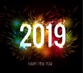 Happy New Year 2019 Fireworks colorful Royalty Free Stock Photo