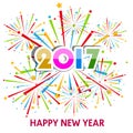 Happy New Year 2017 with fireworks display background Royalty Free Stock Photo