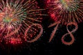 2018 Happy new year with fireworks Royalty Free Stock Photo