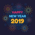 Happy new year 2019 and fireworks
