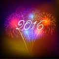 Happy new year 2016 with fireworks holiday background Royalty Free Stock Photo