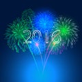 Happy new year 2016 with fireworks holiday background Royalty Free Stock Photo