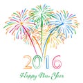 Happy new year 2016 with fireworks holiday background Royalty Free Stock Photo