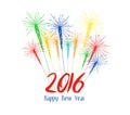 Happy new year fireworks 2016 holiday background design Royalty Free Stock Photo