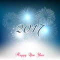 Happy new year fireworks 2017 holiday background design Royalty Free Stock Photo