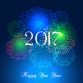 Happy new year fireworks 2017 holiday background design Royalty Free Stock Photo