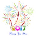 Happy new year fireworks 2017 holiday background design Royalty Free Stock Photo