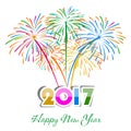 Happy new year fireworks 2017 holiday background design Royalty Free Stock Photo